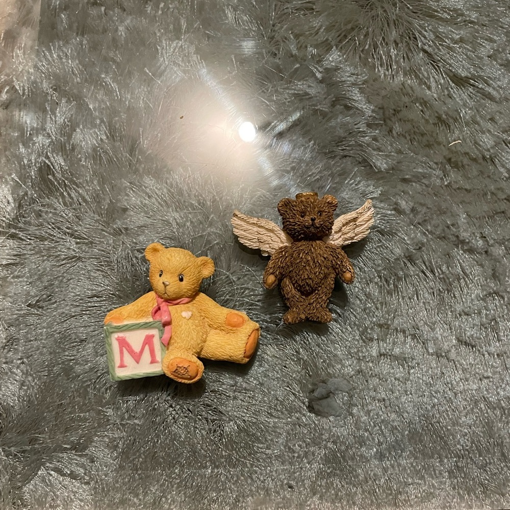 Brown and Yellow M initials  Teddy Bear Figurines